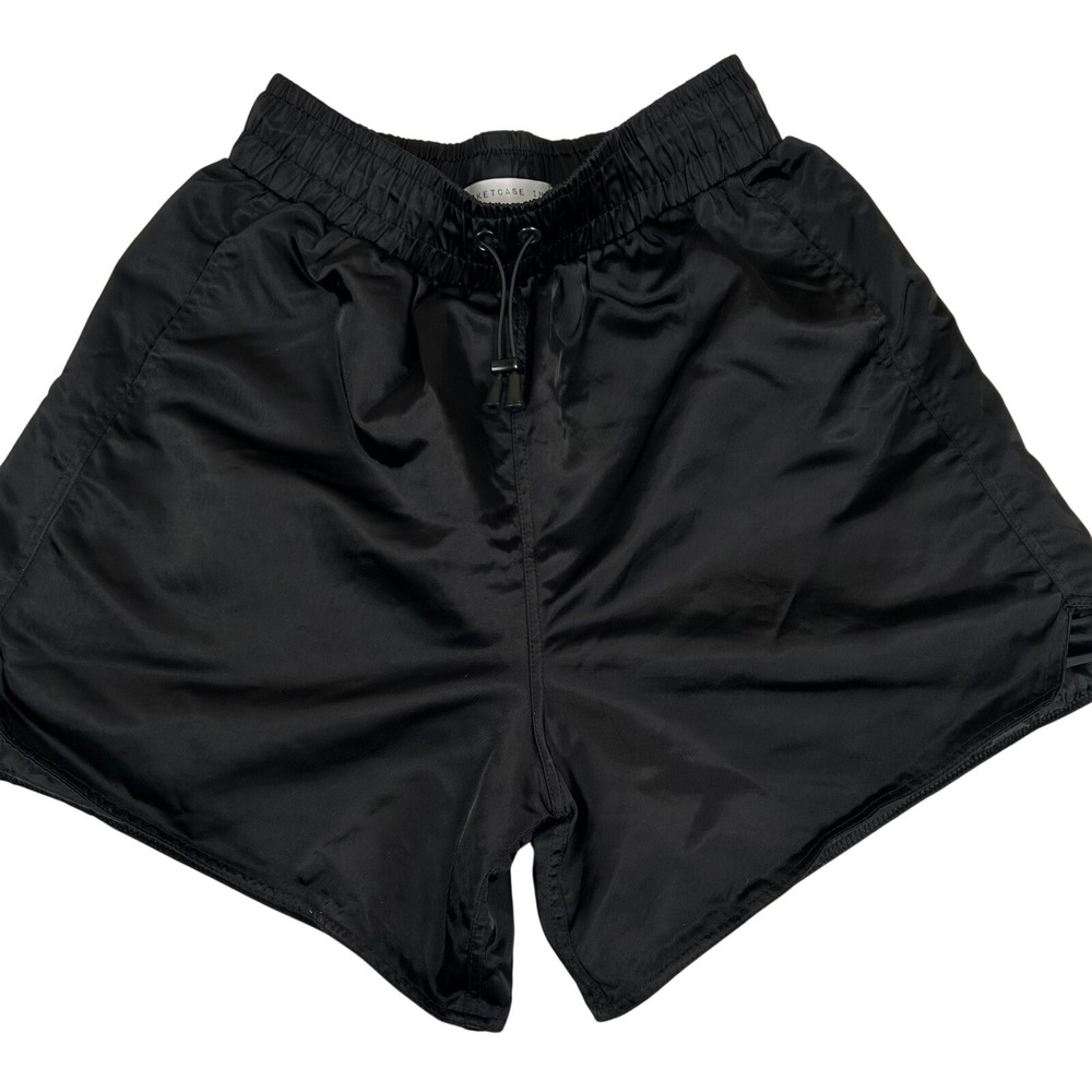 Basketcase Inc Nylon Shorts Drawstring Waist Casual‎ Activewear Black Large